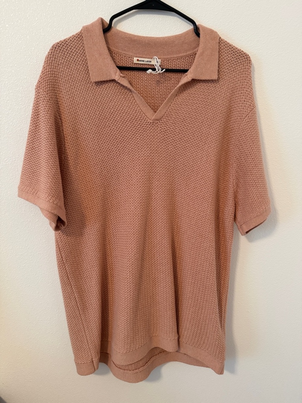 Marine Layer V-Neck Knit Top in Dusty orange color
